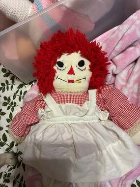 Vintage Raggedy Ann Plush Rag Doll with Red Gingham Dress